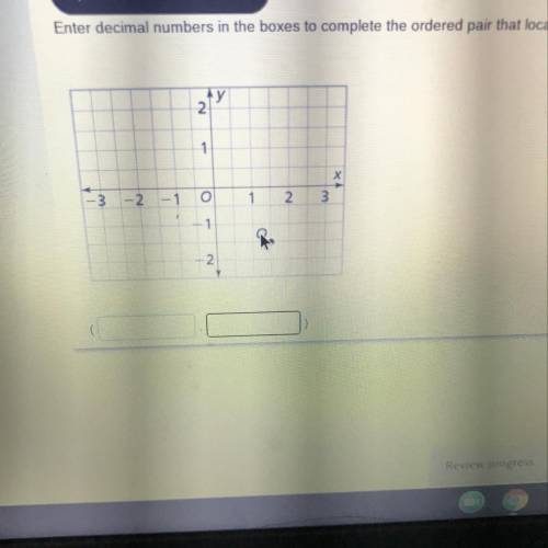 Enter decimal numbers in the boxes to complete the ordered pair that locates point Q on the coordin