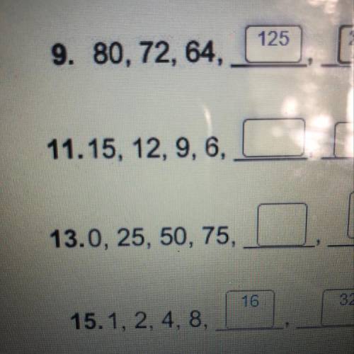 What is the sequence of 15,12,9,6
