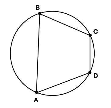 Quadrilateral ABCD is inscribed in a circle. If angle B measures 64°, what is the measure of angle
