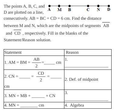 A) The points A, B, C, and D are plotted on a line, consecutively. AB = BC = CD = 6 cm. Find the di