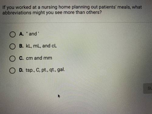 If you worked at a nursing home planning out patients’ meals, what abbreviations might you see more