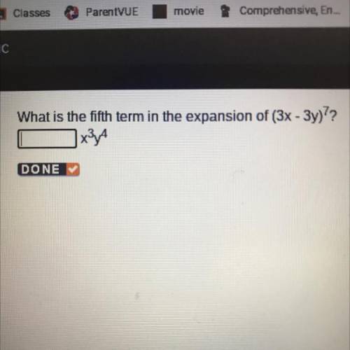 What is the fifth term in the expansion of (3x - 3y)^7?
Answer is 76545