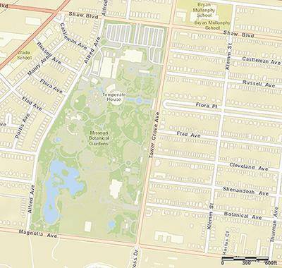 Here is a map of the Missouri Botanical Garden. Clare walked all the way around the garden.

The m