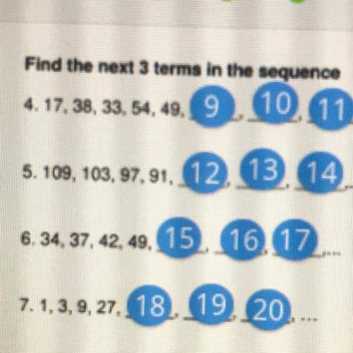 Find the next terms in the sequence
109,103,97,91