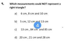 Please help asap!!! I need to know the answer to this. which measurement could not represent a righ