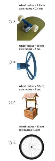 The mechanical advantage ( MA ) of a wheel and axle is found by dividing the radius of the wheel by