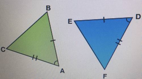 NEED HELP ASAP!! What property could you use to show that these two triangles are congruent?