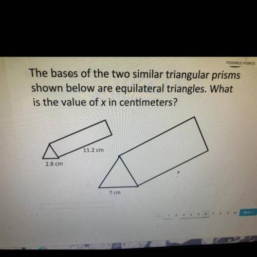 The bases of the two similar triangular prisms

shown below are equilateral triangles. What
is the