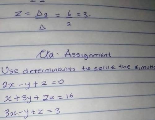 Use determinant to solve the simultaneous equation