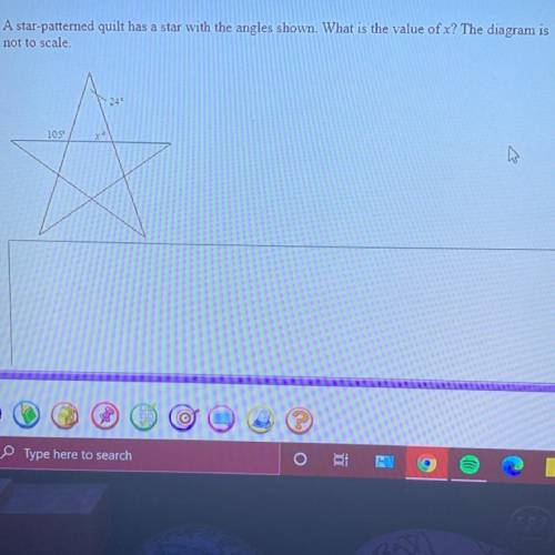 A star-patterned quilt has a star with the angles shown. What is the value of x? The diagram is not
