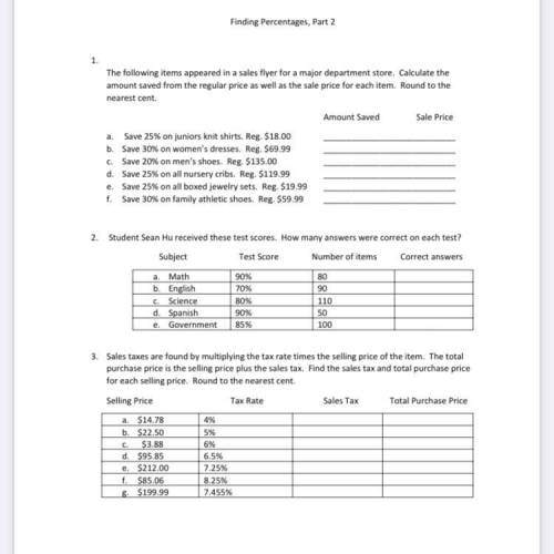 PLEASE HELP

Complete the assignment on finding averages or the mean. When calculating money,