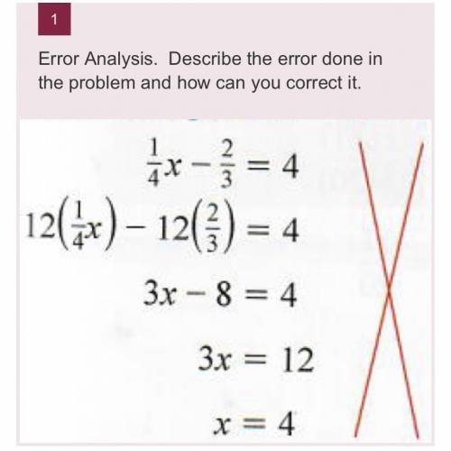 WILL MAKE BRAINLIEST helpp please , need to describe the error done in the problem and how you can