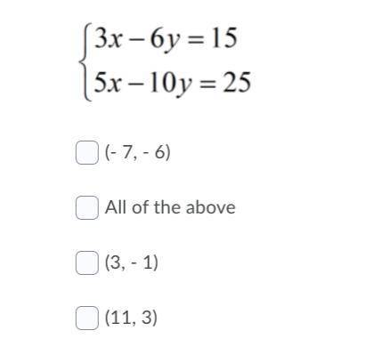 Which of the following ordered pair(s) is/are solutions to the following system of equations?