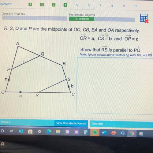 R S Q And P Are The Midpoints Of Oc Cb Ba And Oa Respectively Or A Cs B And Op C Show That Rs Is Parallel