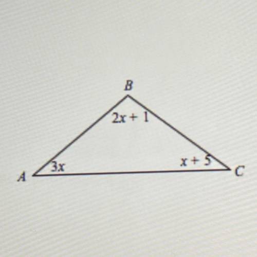 Solve for x in the triangle. You must show your starting equation and all work. Then calculate the