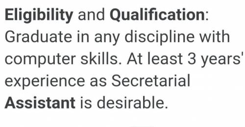 What are the qualification of offices assistant?​