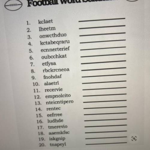 Solve the Football word scramble.