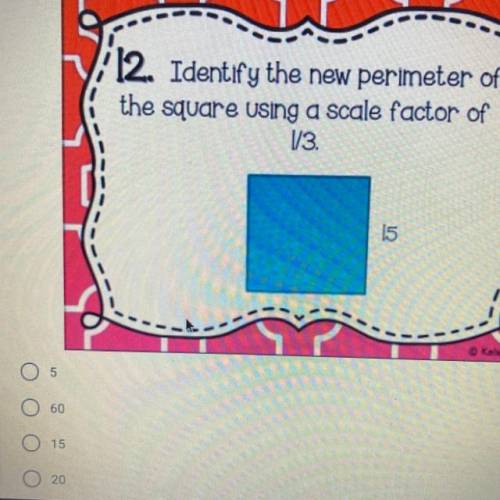 Identify the new perimeter of the square using a scale factor of 1/3
