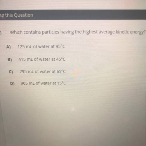 Which contains particles having the highest average kinetic energy?