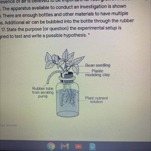 The presence of air is believed to be important for root growth in bean

plants. The apparatus ava