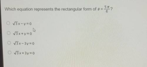 Which equation represents the rectangular form of 5pi/6