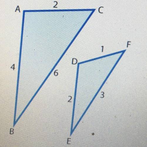 Need help ASAP!! Write an informal proof to show triangles ABC and DEF are similar.