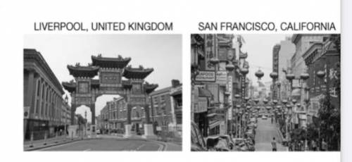 The photographs show the cultural landscape of the areas In two different cities

(All must be ans