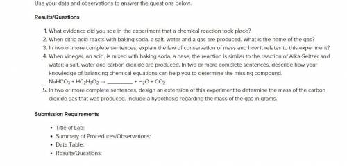 Chemical reactions: Submit your Title, Observations and Data table in the space below. WRITER