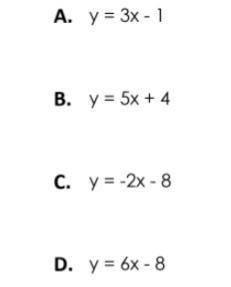 One equation in a system of equations is y = 4x + 5. Which equation below would have to be the seco