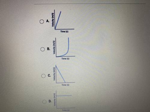 HELP ASAP!!!
Which graph shows the change in velocity of an object in free fall?