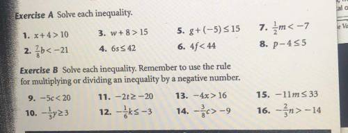 Solve each inequality
please help if you're good with algebra!!