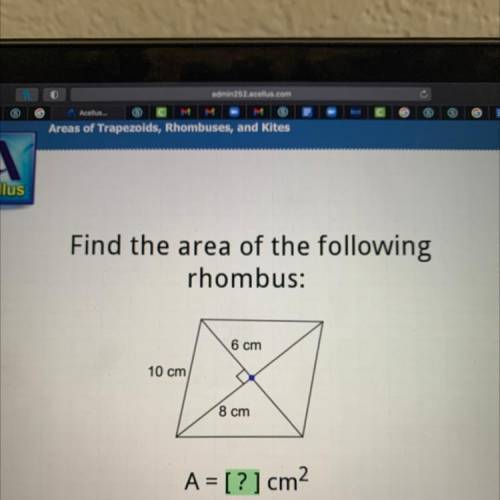Find the area of the following rhombus