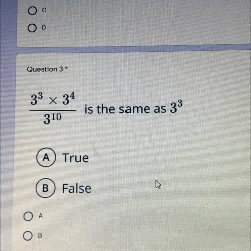True or False? Please help, would be appreciated greatly
