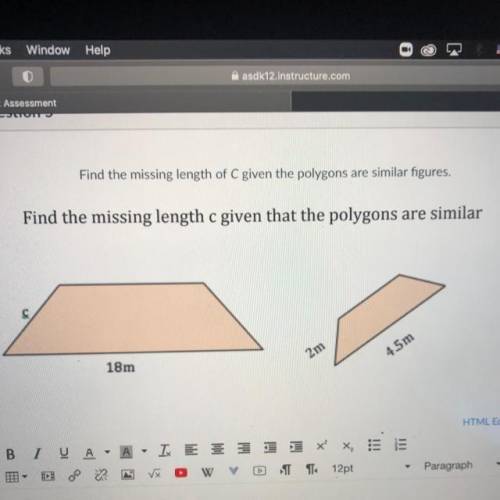 Find the missing length of C given the polygons are similar figures.