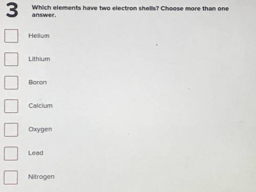 Which elements have two electron shells?