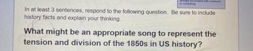 Does anyone know a song that represents the tension and division of the 1850s??