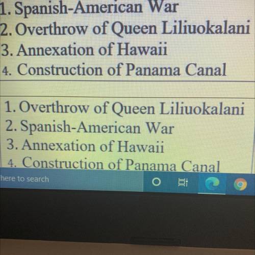 Which set of events about American imperialism is listed in chronological order?