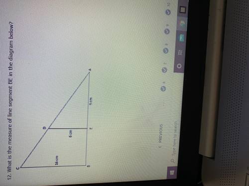 What is the measure of line segment BE in the diagram below?