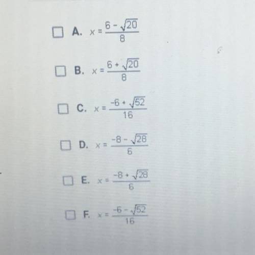 Which two values of x are roots of the polynomial below 4x^2-6x+1