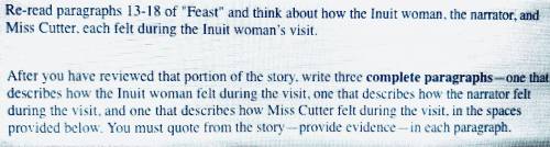 can you please help how the Inuit (eskimo) woman, the narrator, and Miss Cutter, each felt during t