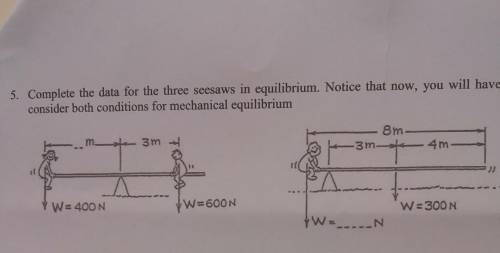 5. Complete the data for the three seesaws in equilibrium. Notice that now, you will have to consid