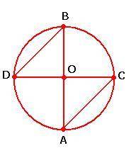 Complete the following proof.
Given: AB, CD are diameters 
Prove: BD=CA