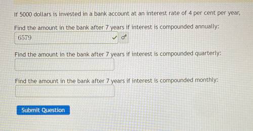 Find the amount in the bank after 7 years if interest is compounded quarterly?

Find the amount in