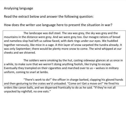 Read the question how does the writer describe LANGUAGE