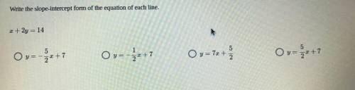 Plz help. Write the slope intercept form of the equation