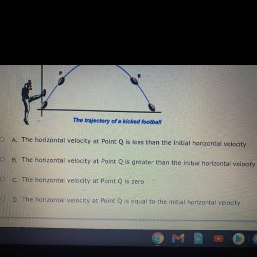 Physics students were asked about the horizontal velocity at Point Q in the football's trajectory.