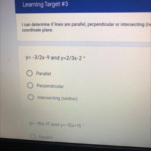 Y= -3/2x-9 and y=2/3x-2 *