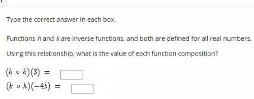 Functions h and k are inverse functions, and both are defined for all real numbers.

Using this re