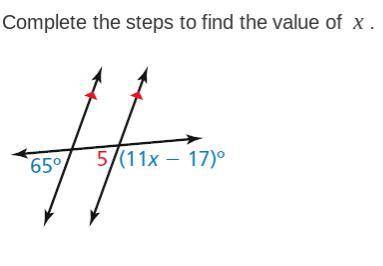 Complete the steps to find the value of x.