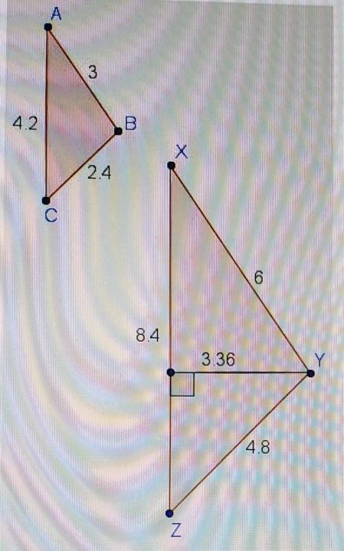 AXY Zand AABCare similar triangles. Given the dimensions shown in the diagram, what is the area of